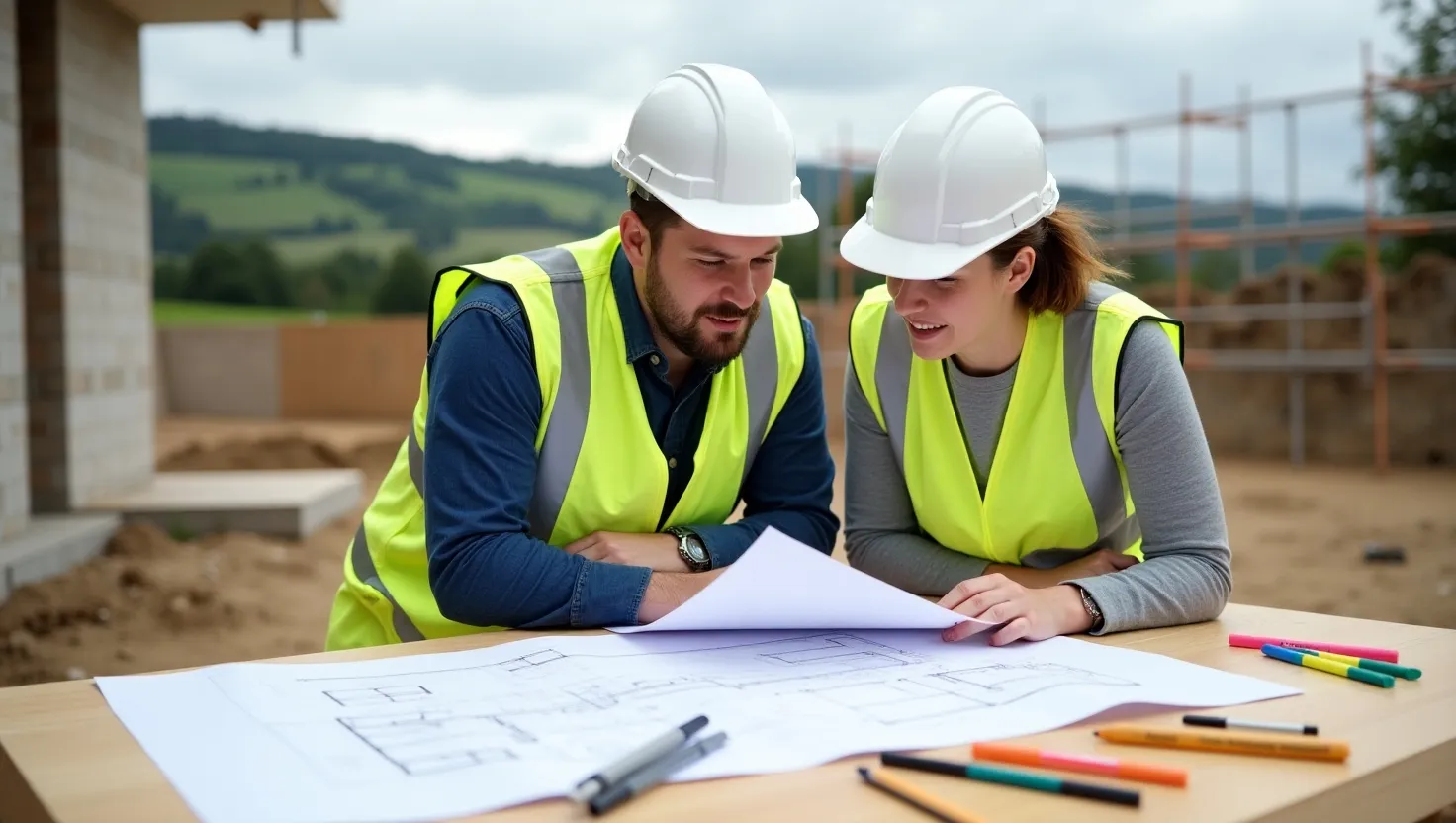 Residential architect overseeing home construction project